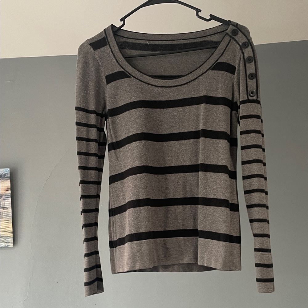 Striped Black and Gray Women's Top